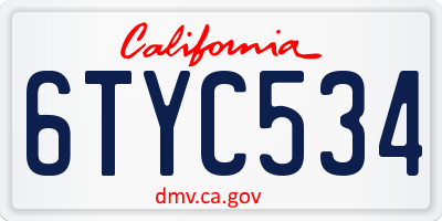 CA license plate 6TYC534