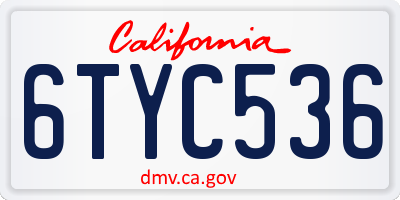 CA license plate 6TYC536