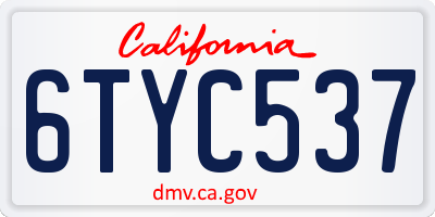 CA license plate 6TYC537