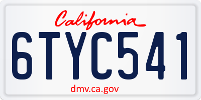 CA license plate 6TYC541