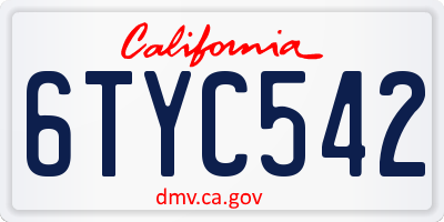 CA license plate 6TYC542