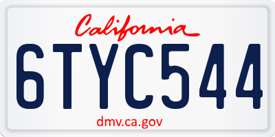 CA license plate 6TYC544