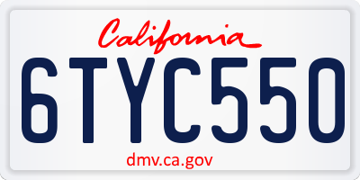 CA license plate 6TYC550