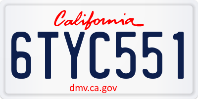 CA license plate 6TYC551
