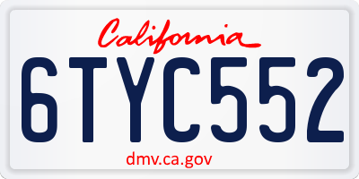 CA license plate 6TYC552