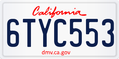 CA license plate 6TYC553