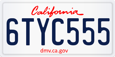 CA license plate 6TYC555