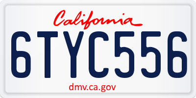 CA license plate 6TYC556