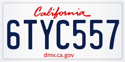 CA license plate 6TYC557