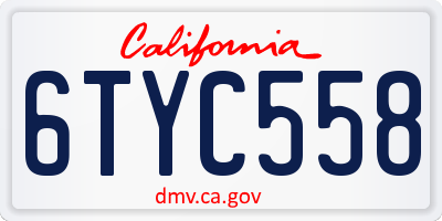 CA license plate 6TYC558