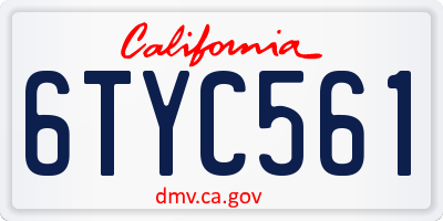 CA license plate 6TYC561