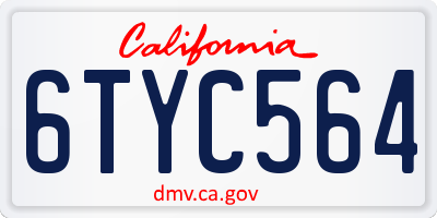 CA license plate 6TYC564