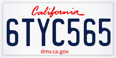 CA license plate 6TYC565
