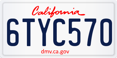 CA license plate 6TYC570
