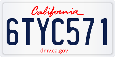 CA license plate 6TYC571