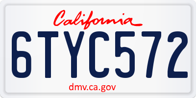 CA license plate 6TYC572