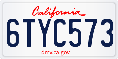 CA license plate 6TYC573