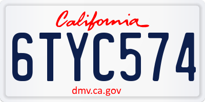 CA license plate 6TYC574