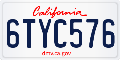 CA license plate 6TYC576