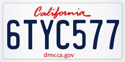 CA license plate 6TYC577