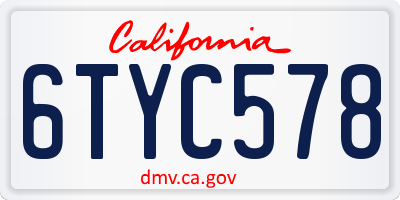 CA license plate 6TYC578
