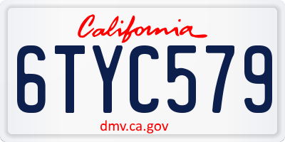 CA license plate 6TYC579