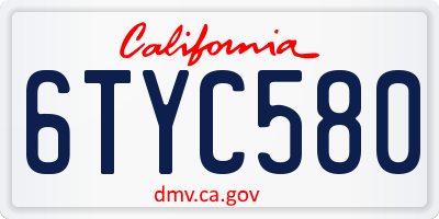 CA license plate 6TYC580