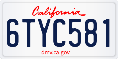CA license plate 6TYC581