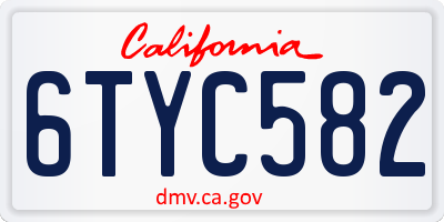 CA license plate 6TYC582
