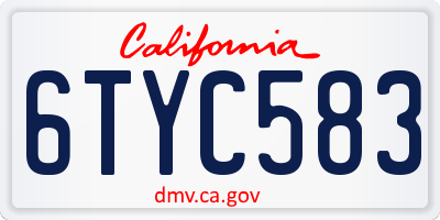 CA license plate 6TYC583