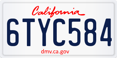 CA license plate 6TYC584
