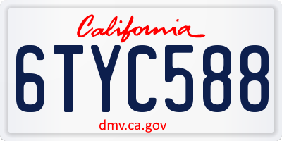 CA license plate 6TYC588