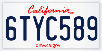 CA license plate 6TYC589