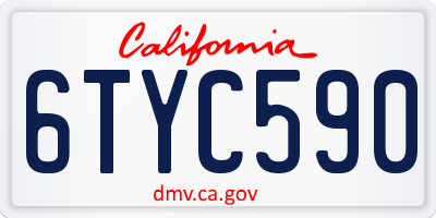CA license plate 6TYC590