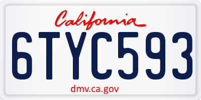 CA license plate 6TYC593