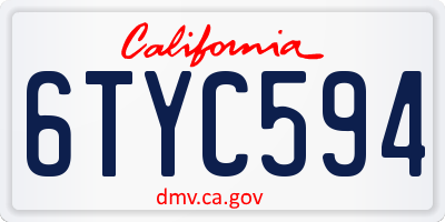 CA license plate 6TYC594