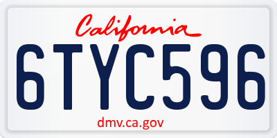 CA license plate 6TYC596
