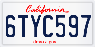 CA license plate 6TYC597