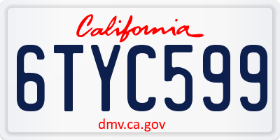 CA license plate 6TYC599