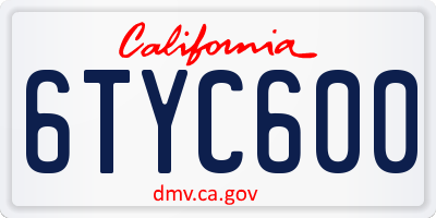 CA license plate 6TYC600
