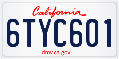 CA license plate 6TYC601