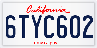 CA license plate 6TYC602