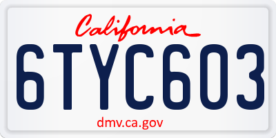 CA license plate 6TYC603