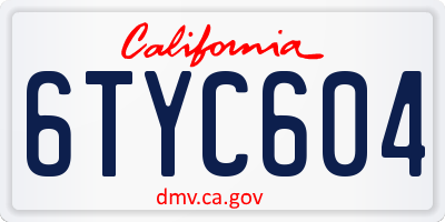 CA license plate 6TYC604