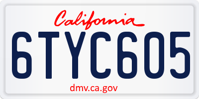 CA license plate 6TYC605