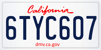 CA license plate 6TYC607