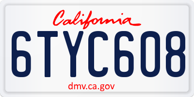 CA license plate 6TYC608
