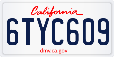 CA license plate 6TYC609