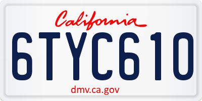 CA license plate 6TYC610
