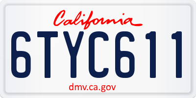 CA license plate 6TYC611